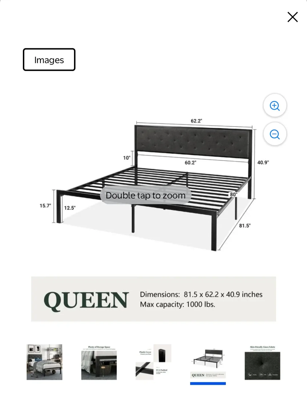 Queen Size Bed Frame with Headboard
