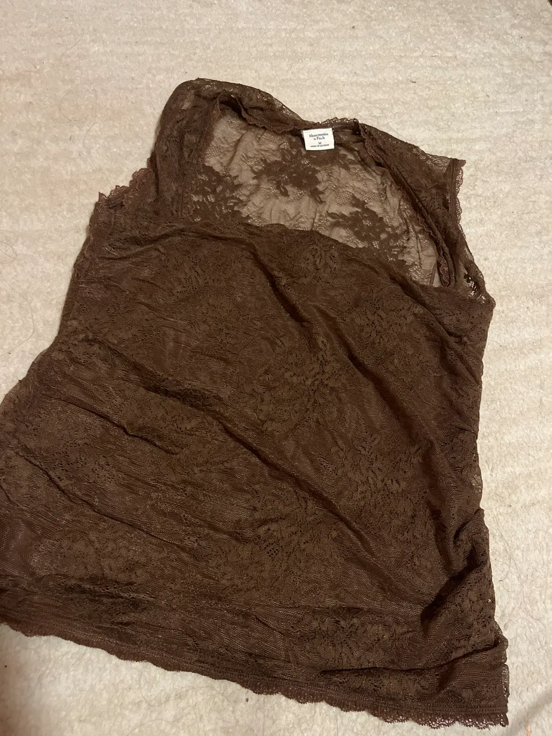 Abercrombie & Fitch Lace Top - Brown, Size M