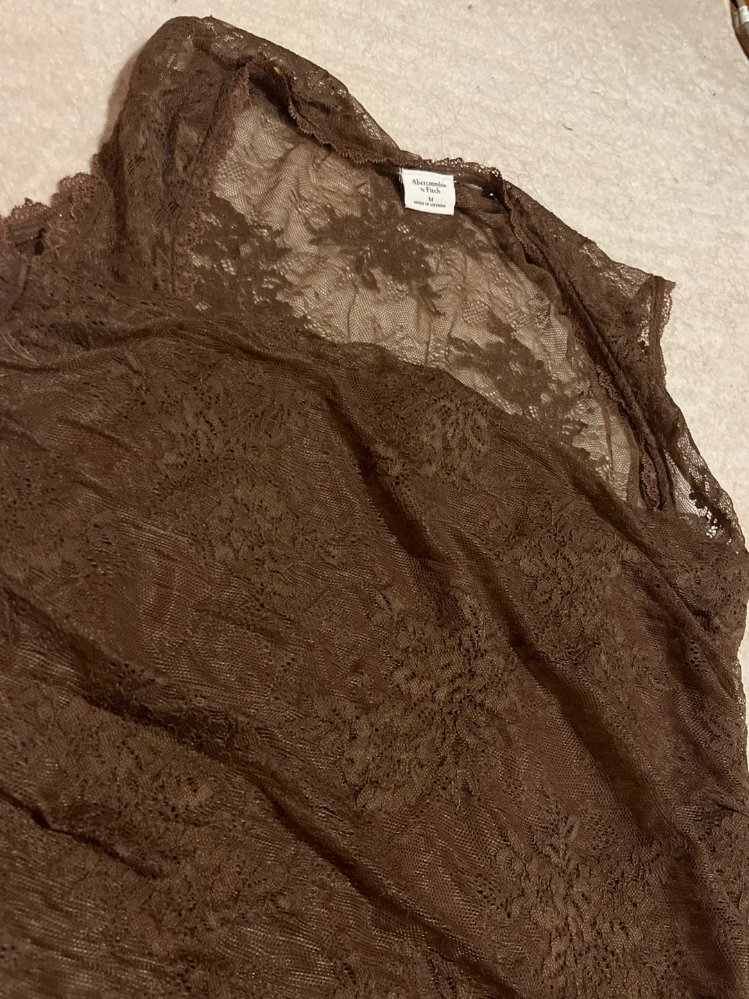 Abercrombie & Fitch Lace Top - Brown, Size M image indicator(2)