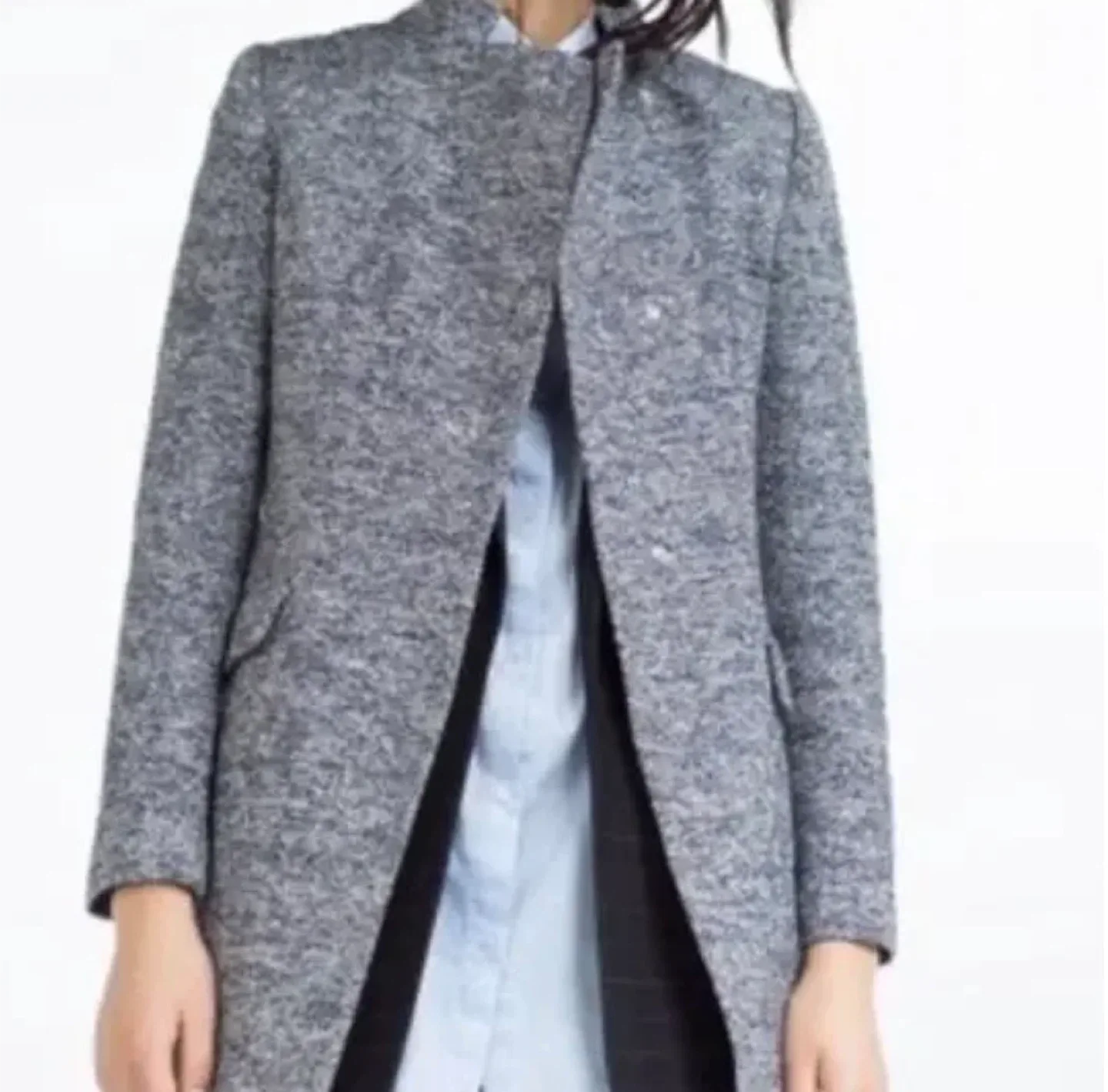 Zara Textured Weave Gray Coat size M image indicator(3)