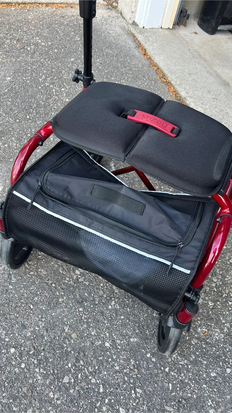 Nexus Red Rollator Walker with Seat & Bag image indicator(4)