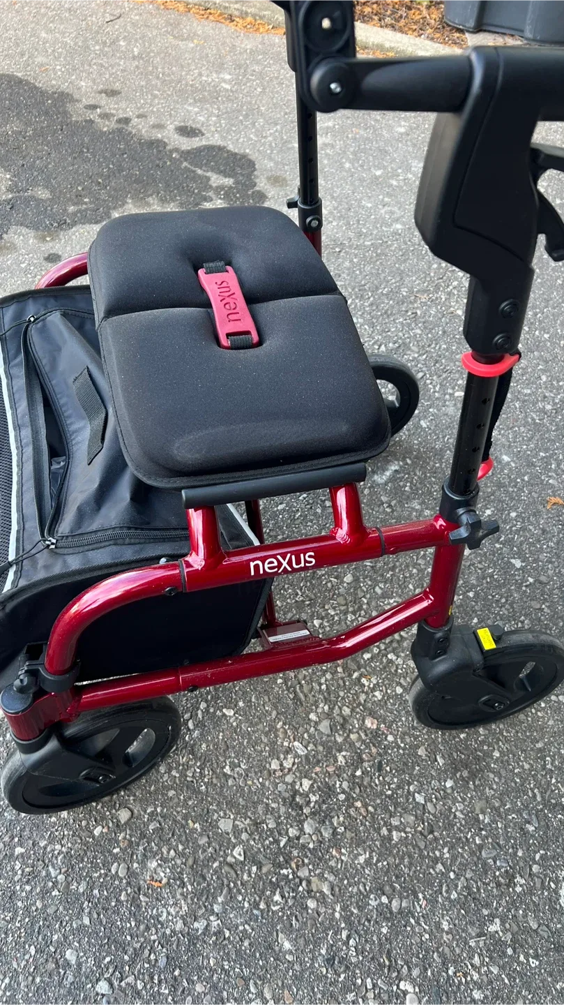 Nexus Red Rollator Walker with Seat & Bag