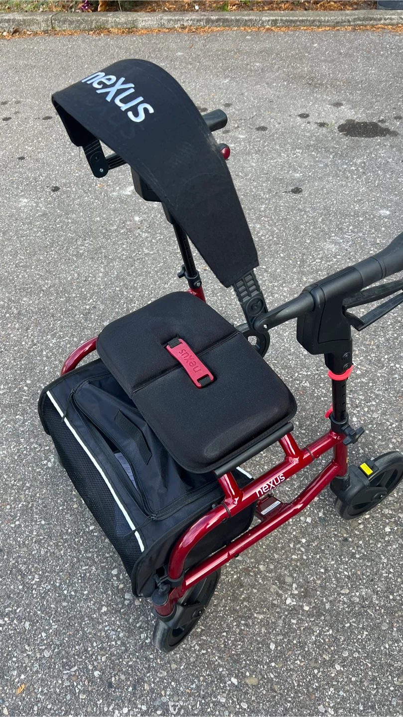 Nexus Red Rollator Walker with Seat & Bag - photo 3