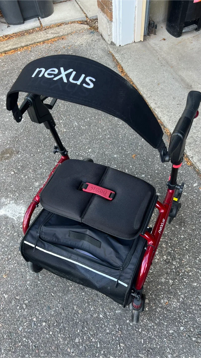 Nexus Red Rollator Walker with Seat & Bag image indicator(2)