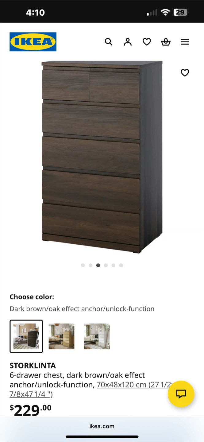 IKEA STORLINTA 6-drawer chest, dark brown