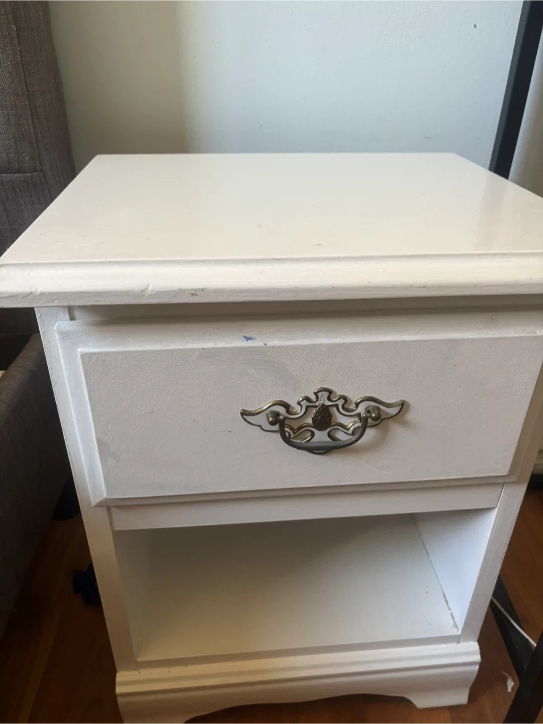 White Painted Wood Nightstand