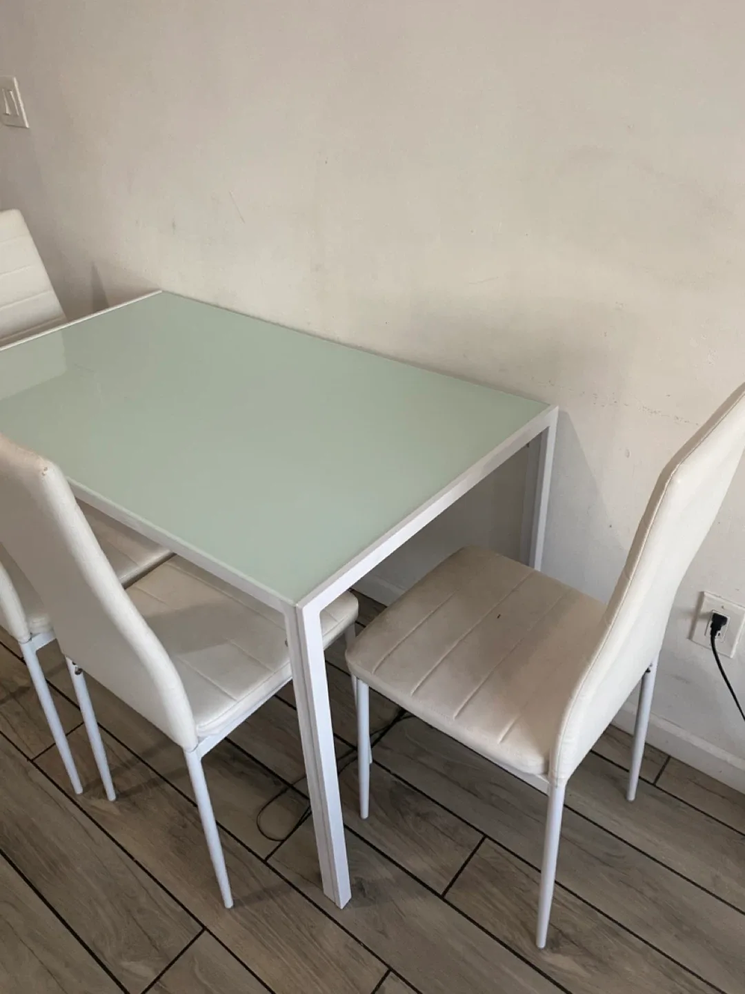 White Dining Table with 4 Chairs