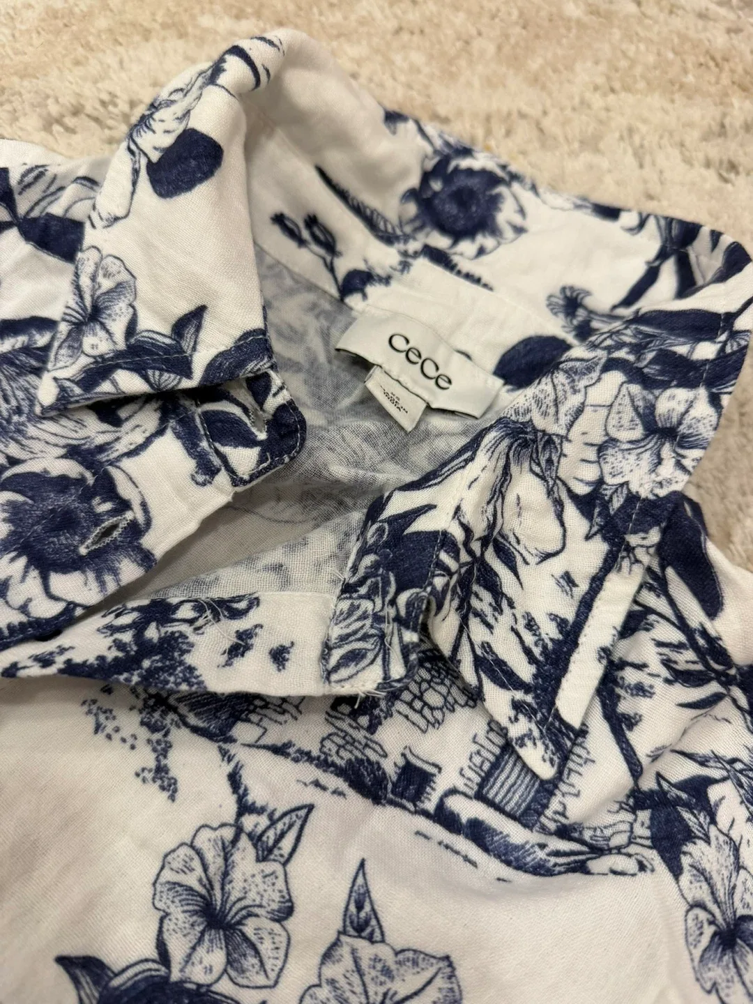CeCe Floral Button-Down Shirt - XS image indicator(4)