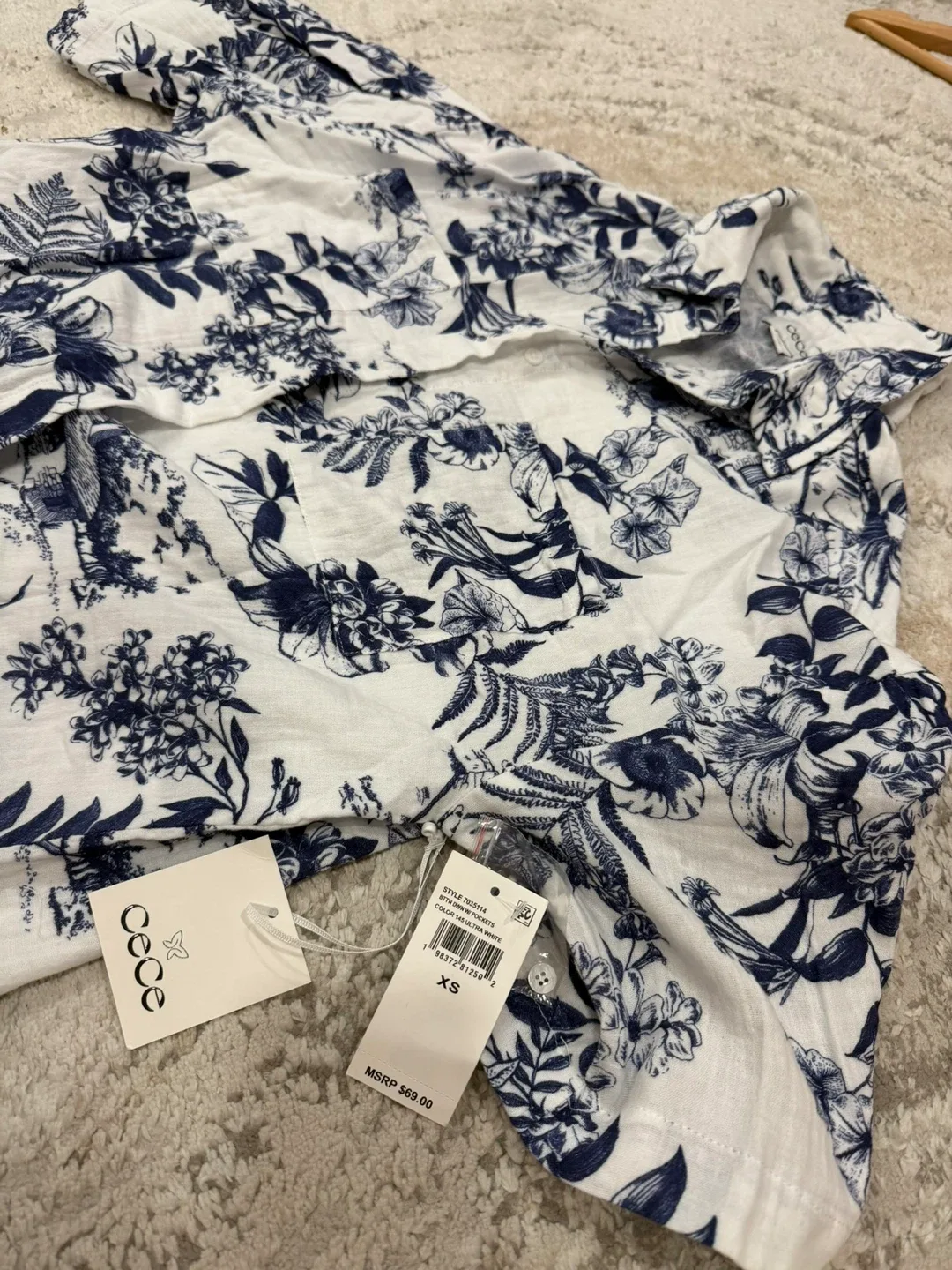 CeCe Floral Button-Down Shirt - XS image indicator(3)