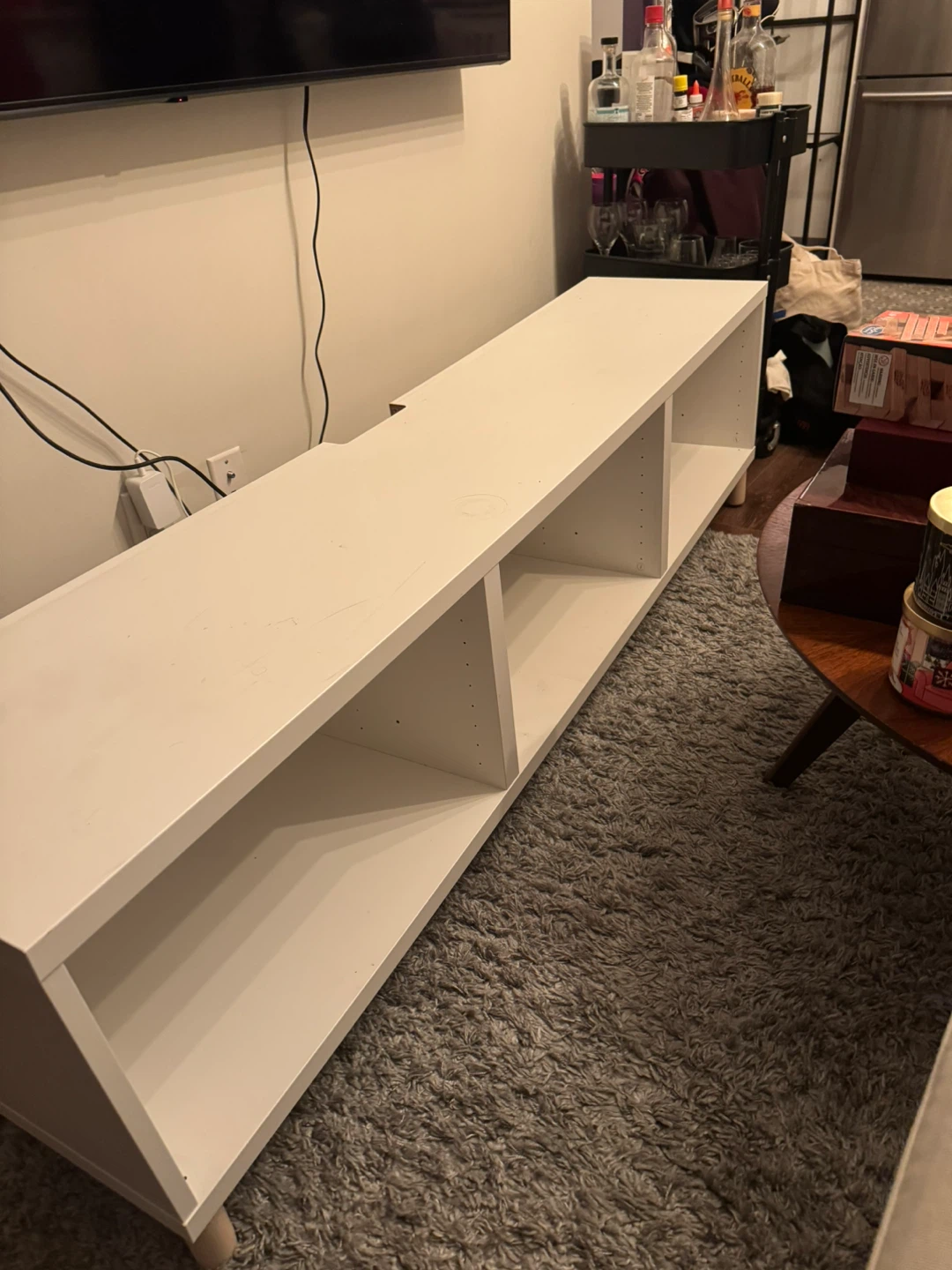 White TV Stand with Shelves