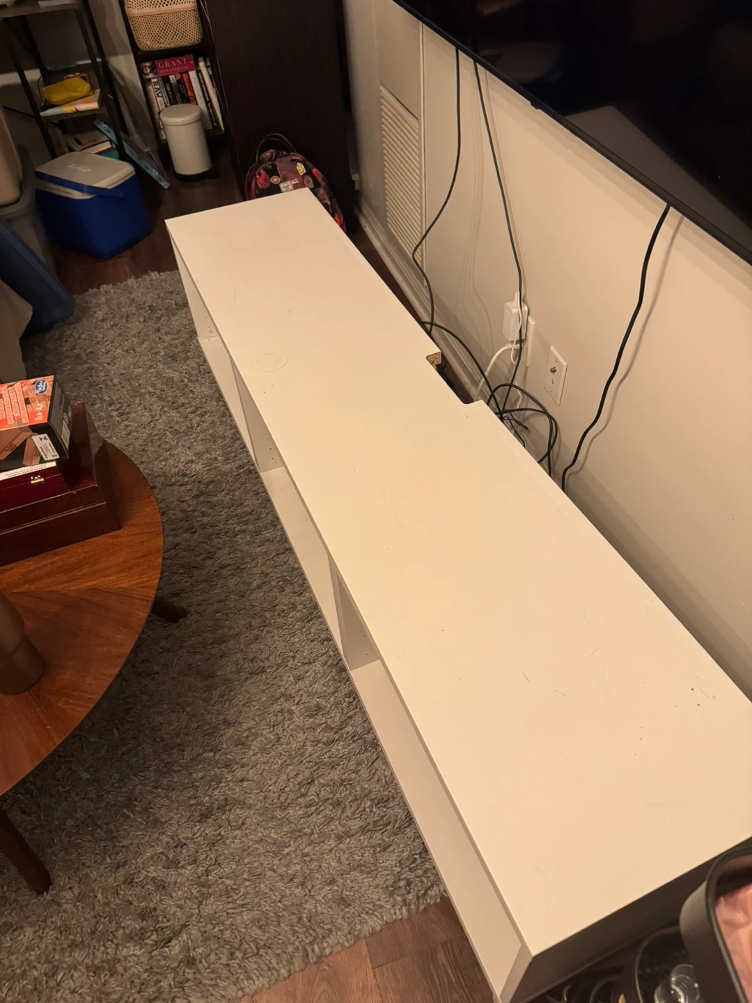 White TV Stand with Shelves - photo 3
