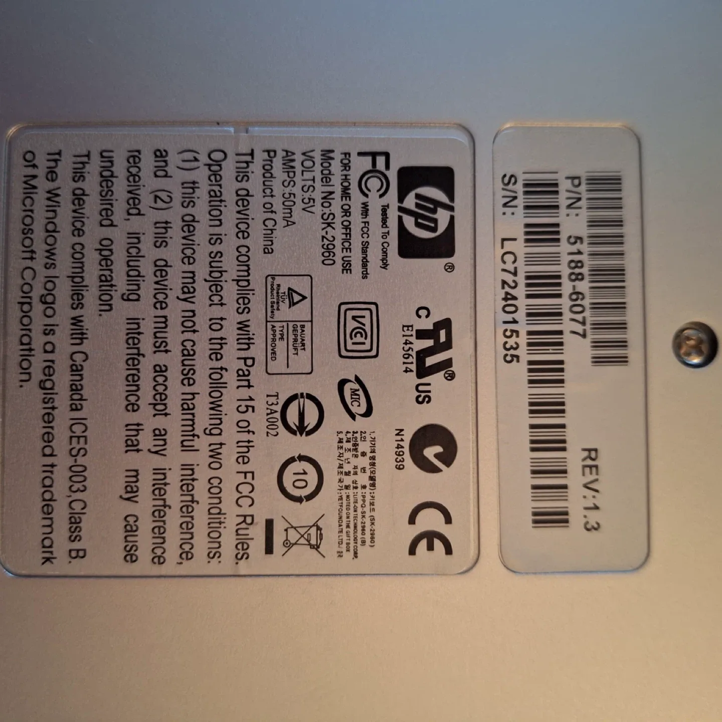 HP SK-2960 Wired Keyboard - Black image indicator(5)