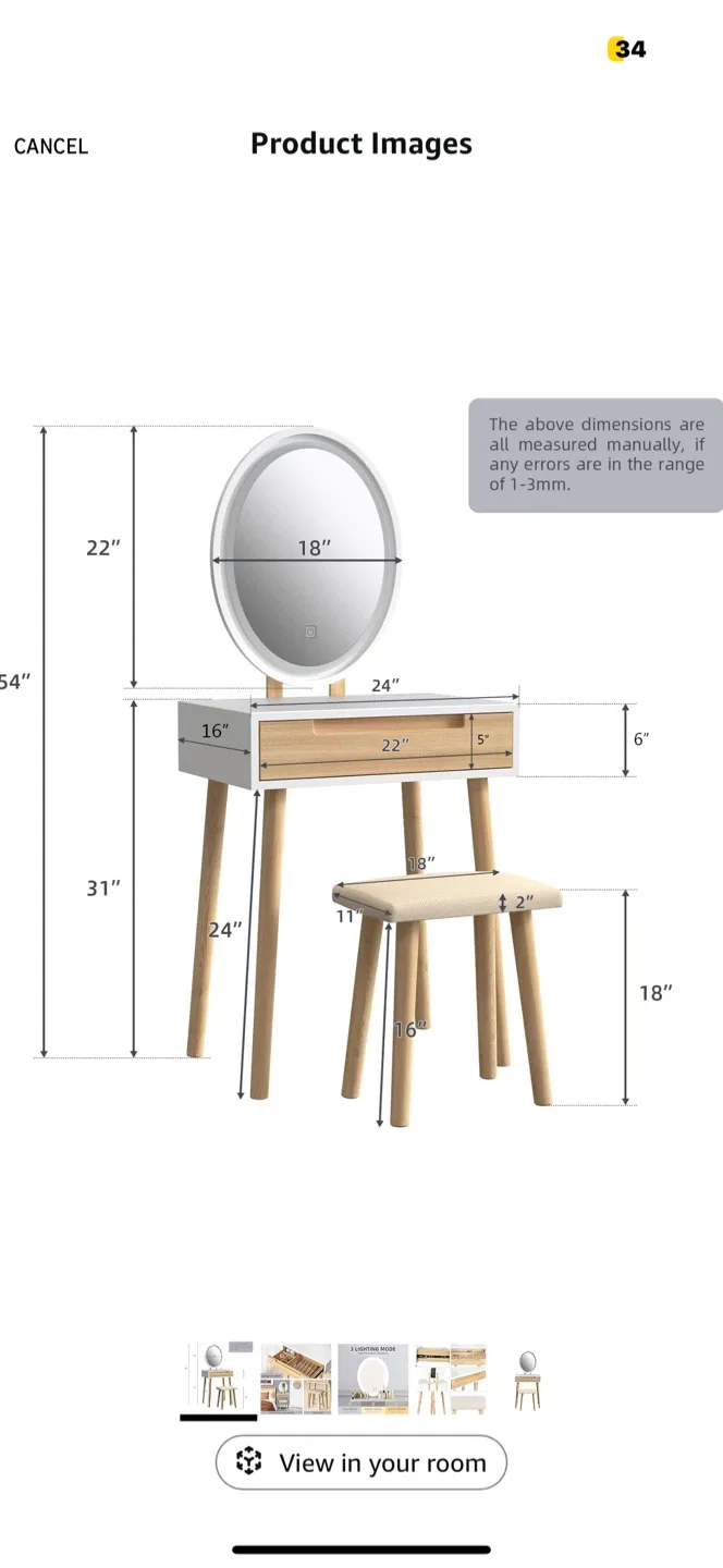 YOURLITE Makeup Vanity Table