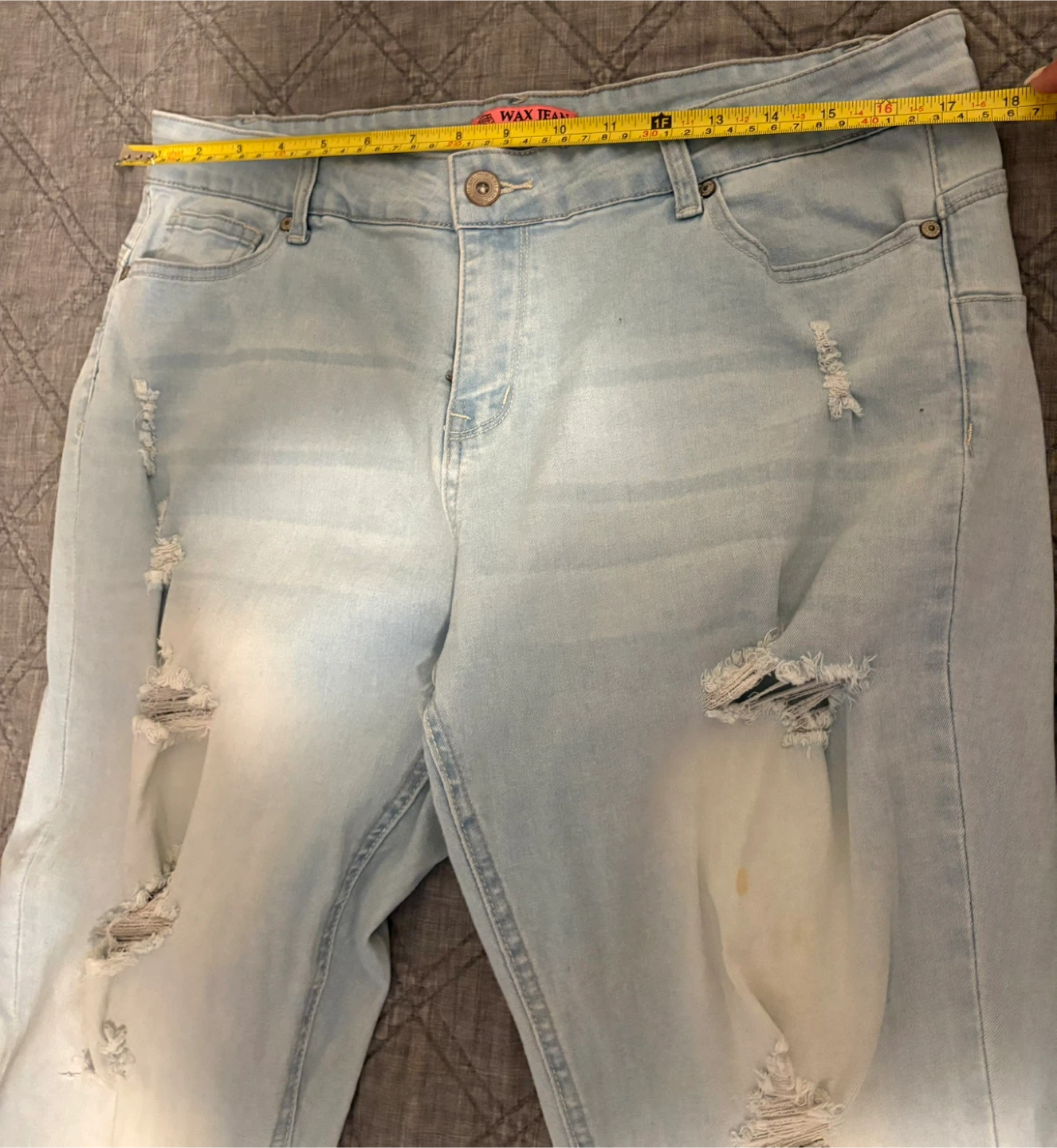 Wax Jean Distressed Light Blue Jeans - Size 16 - photo 3