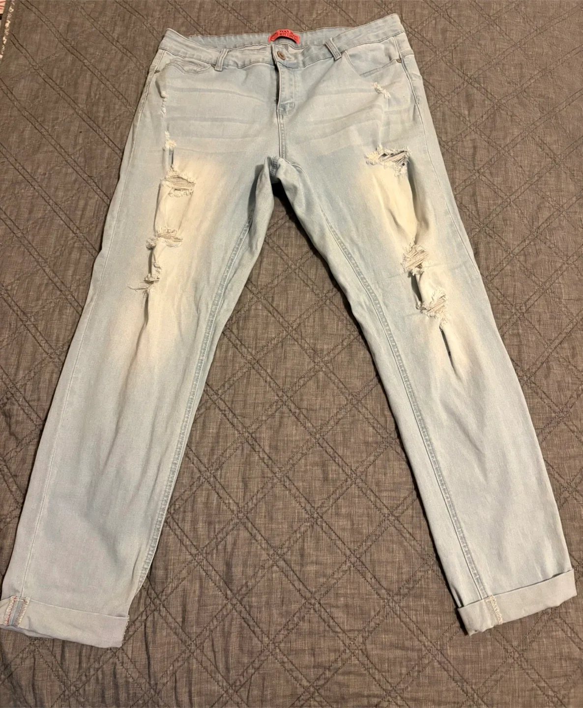 Wax Jean Distressed Light Blue Jeans - Size 16
