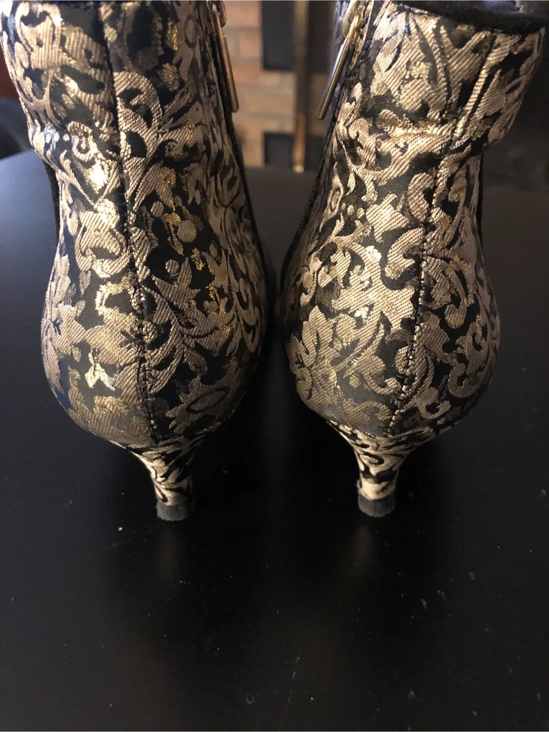 Gold & Black Patterned Ankle Boots image indicator(4)