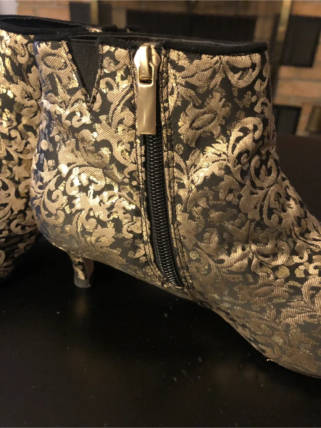 Gold & Black Patterned Ankle Boots image indicator(2)