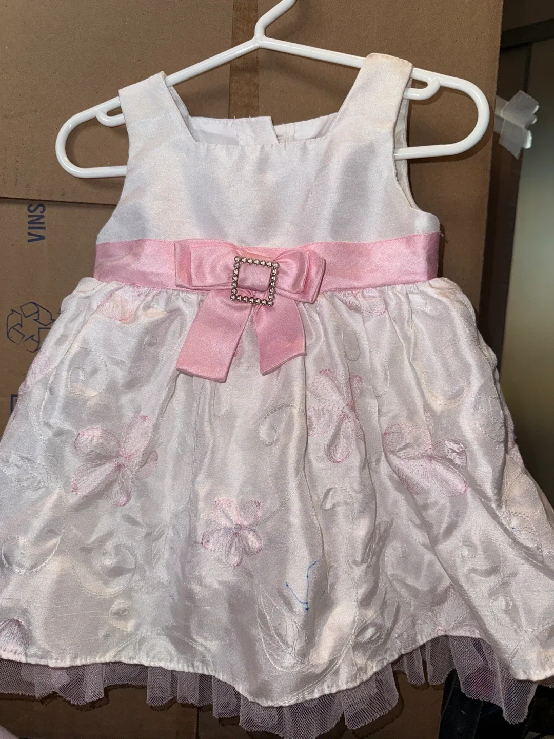 Baby Girl's Dress - White & Pink