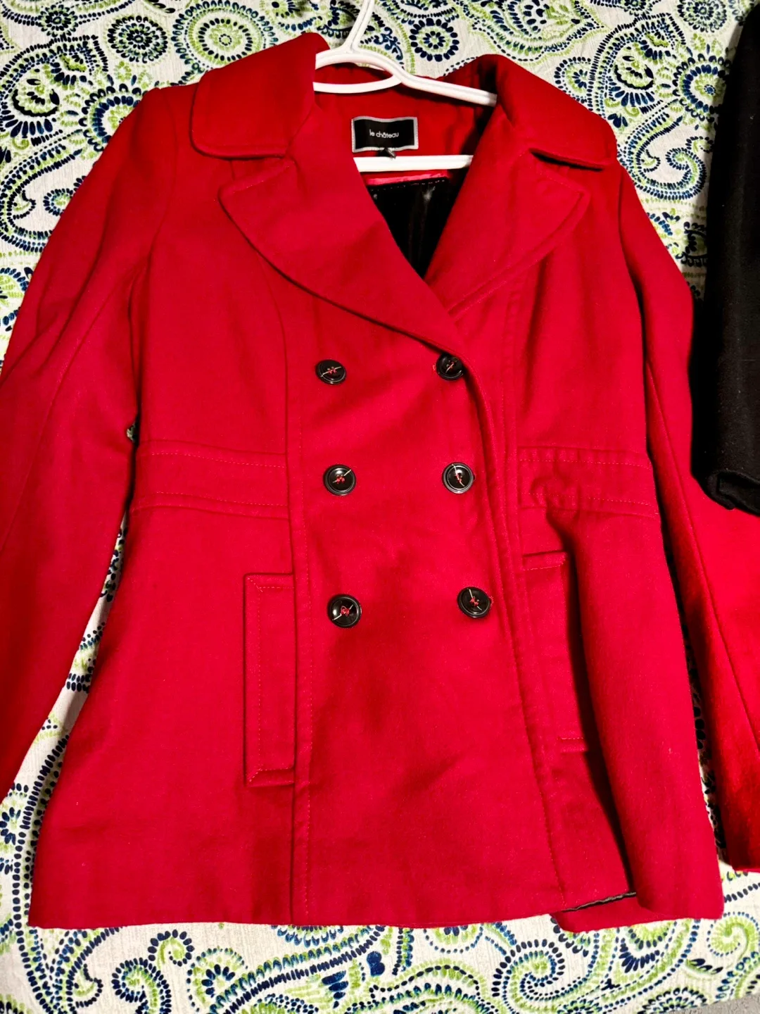 Red Double-Breasted Peacoat - Size M/M