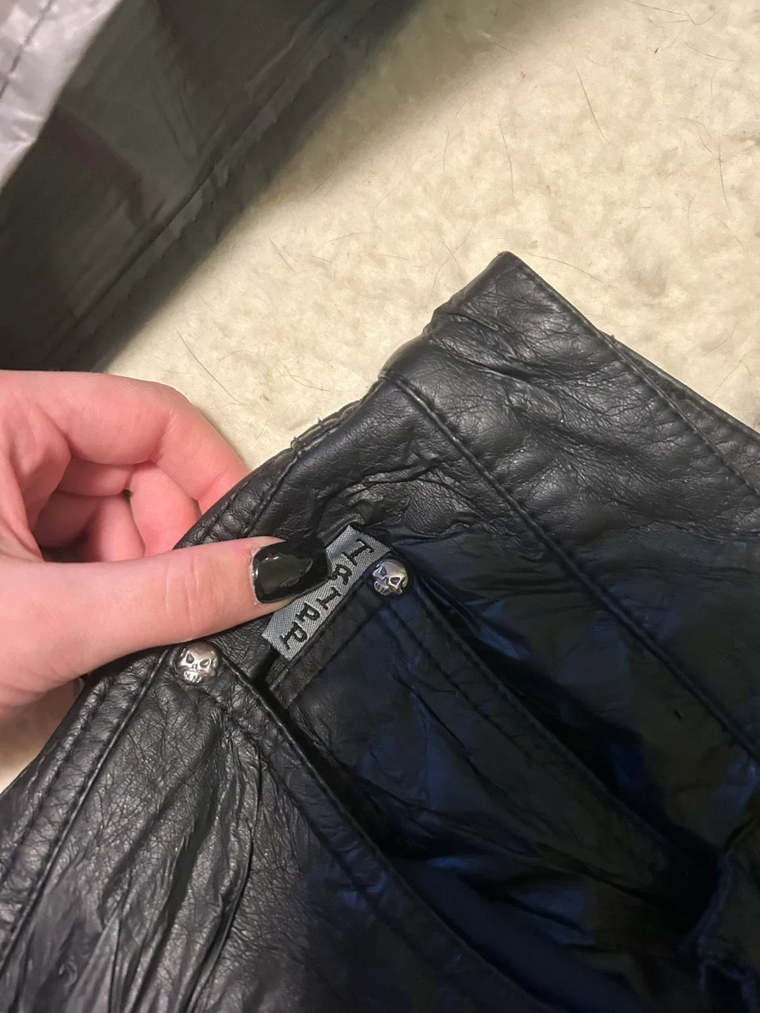 Tripp NYC Black Faux Leather Pants Size 36 image indicator(2)