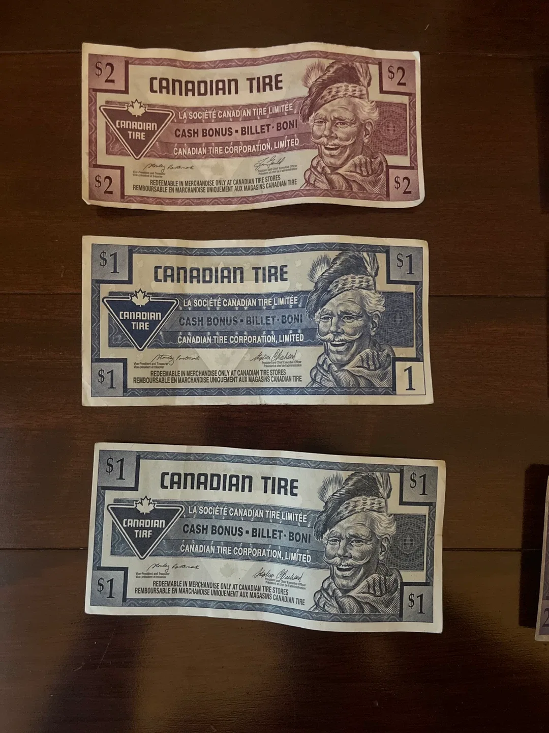 Canadian Tire Cash Bonus Bills