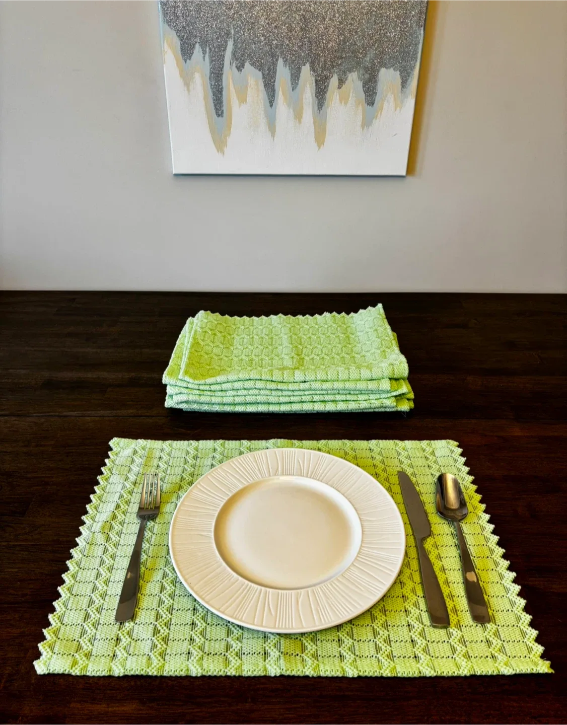 Green Cotton Placemats Set