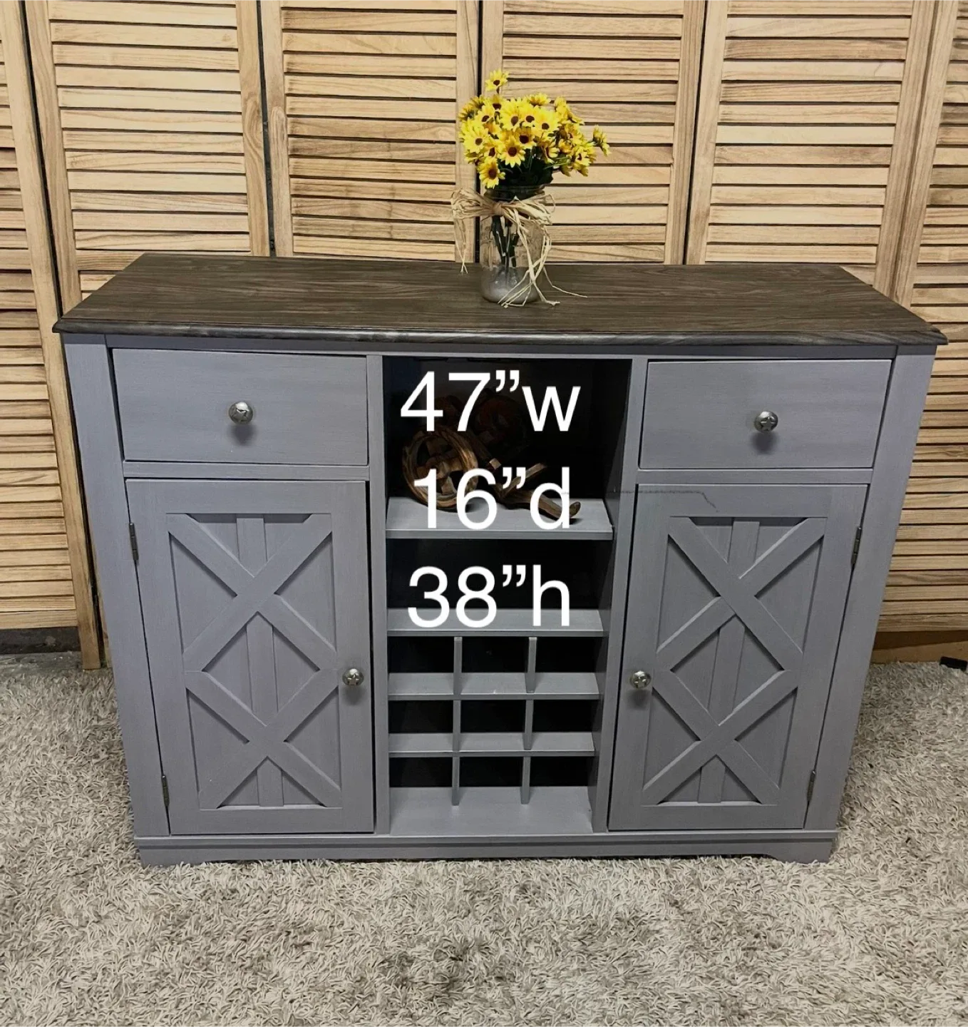 Gray Wooden Bar Cabinet image indicator(5)