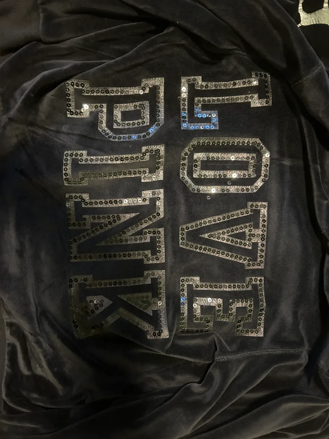 Victoria's Secret PINK Black Velvet Hoodie - Size M