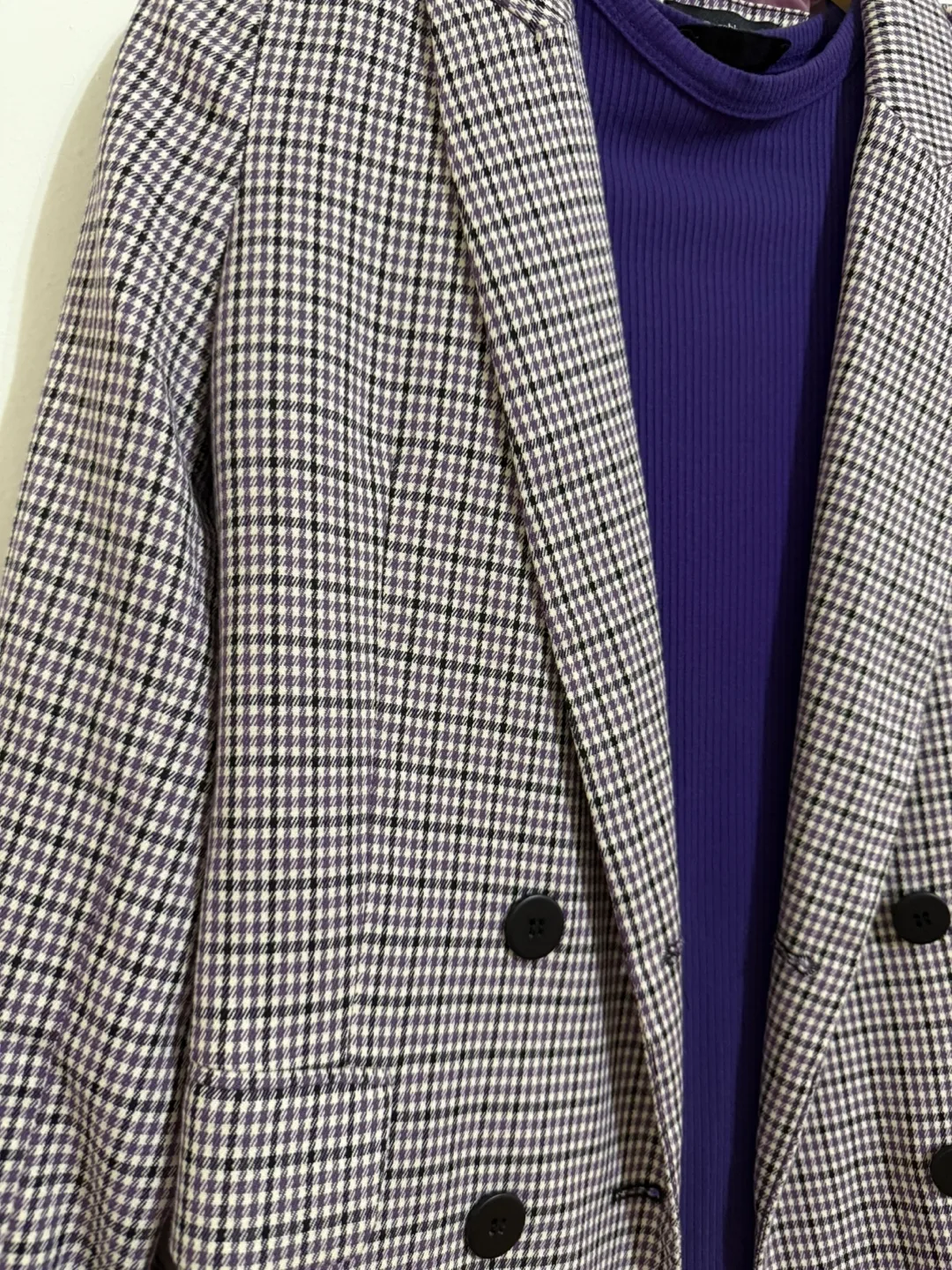 Bershka blazer with Purple Ribbed Long Sleeve Top image indicator(2)