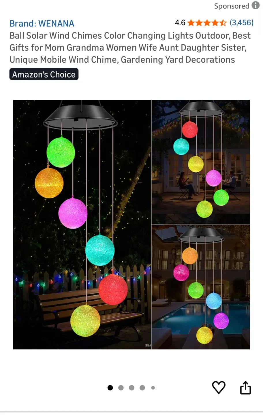 Globe Skylar Solar Wind Chime - Colour Changing Lights
