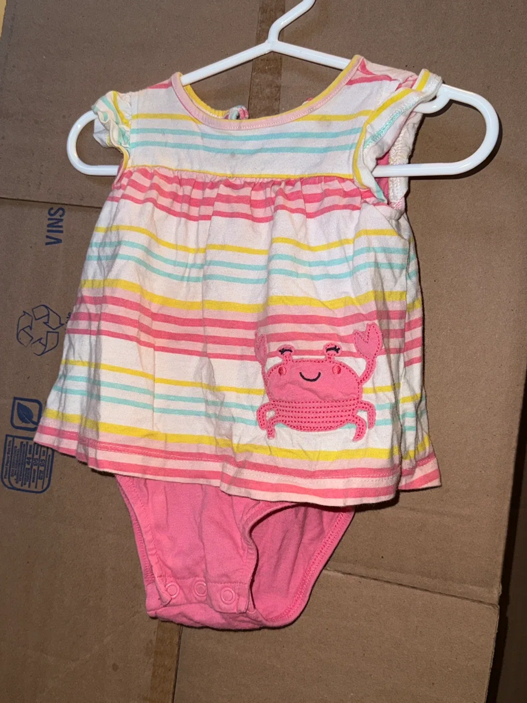 Striped Baby Bodysuit with Crab Appliqué