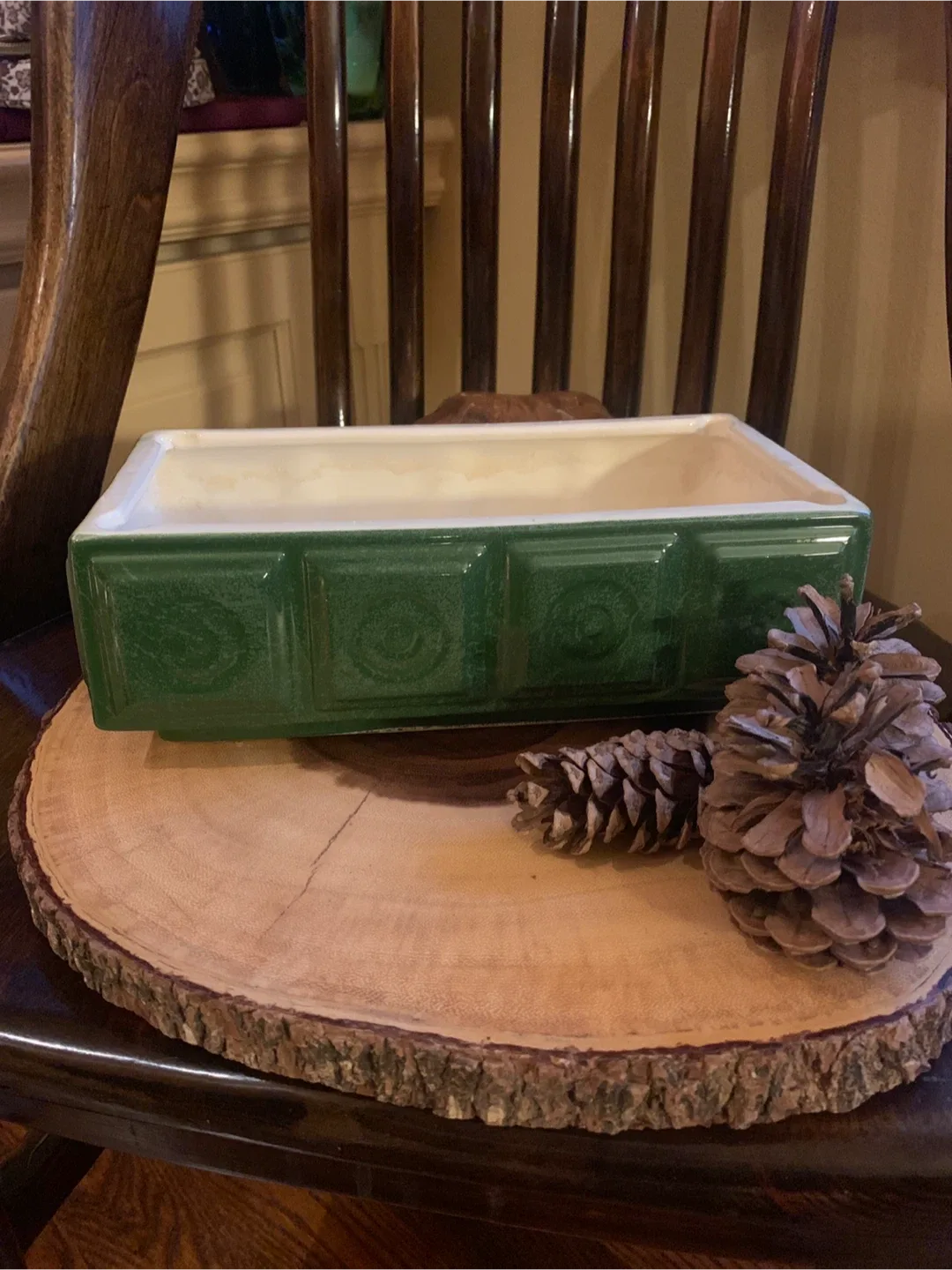 Vintage Green Glazed Planter