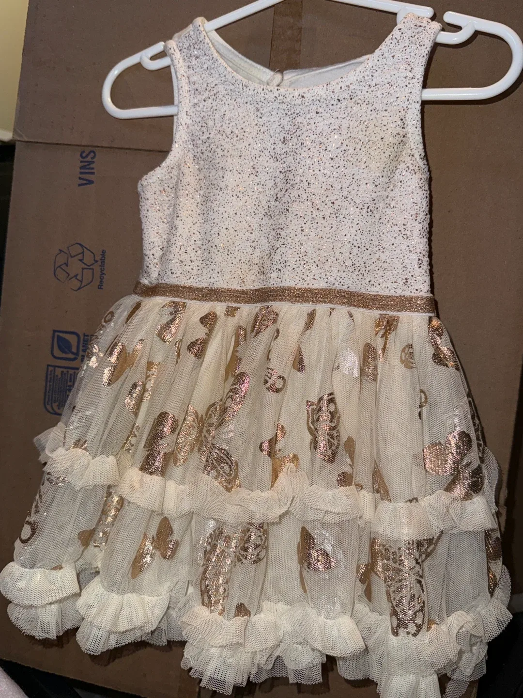 Butterfly Dress - Cream & Gold