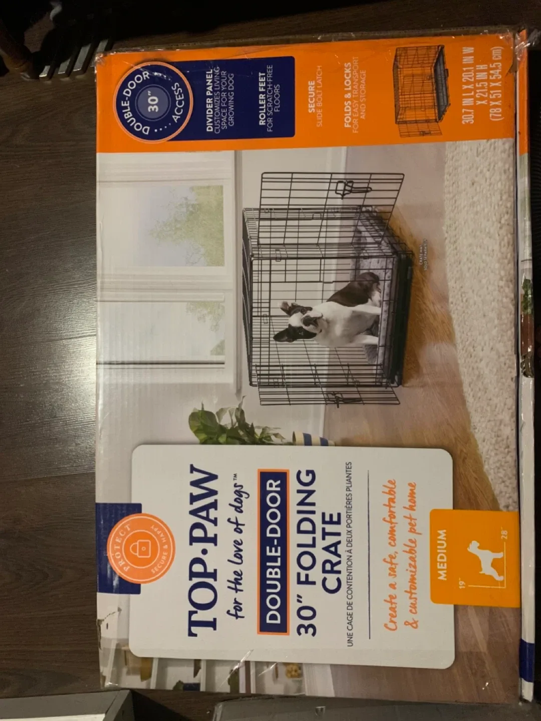 Top Paw 30" Folding Double-Door Dog Crate - Medium