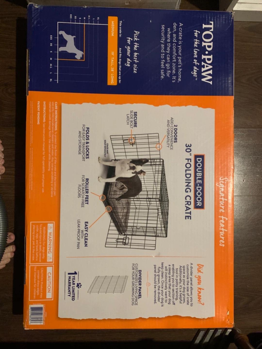 Top Paw 30" Folding Double-Door Dog Crate - Medium - photo 2