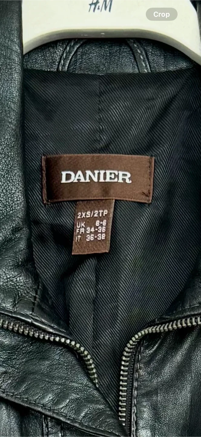 DANIER Black Leather Jacket Size 2XS image indicator(4)