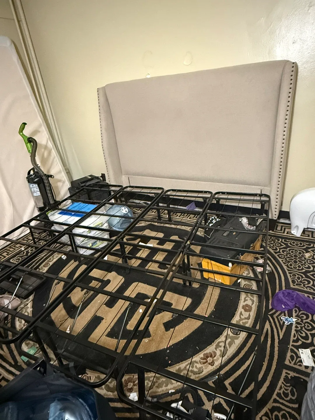 Upholstered Headboard with Metal Bed Frame