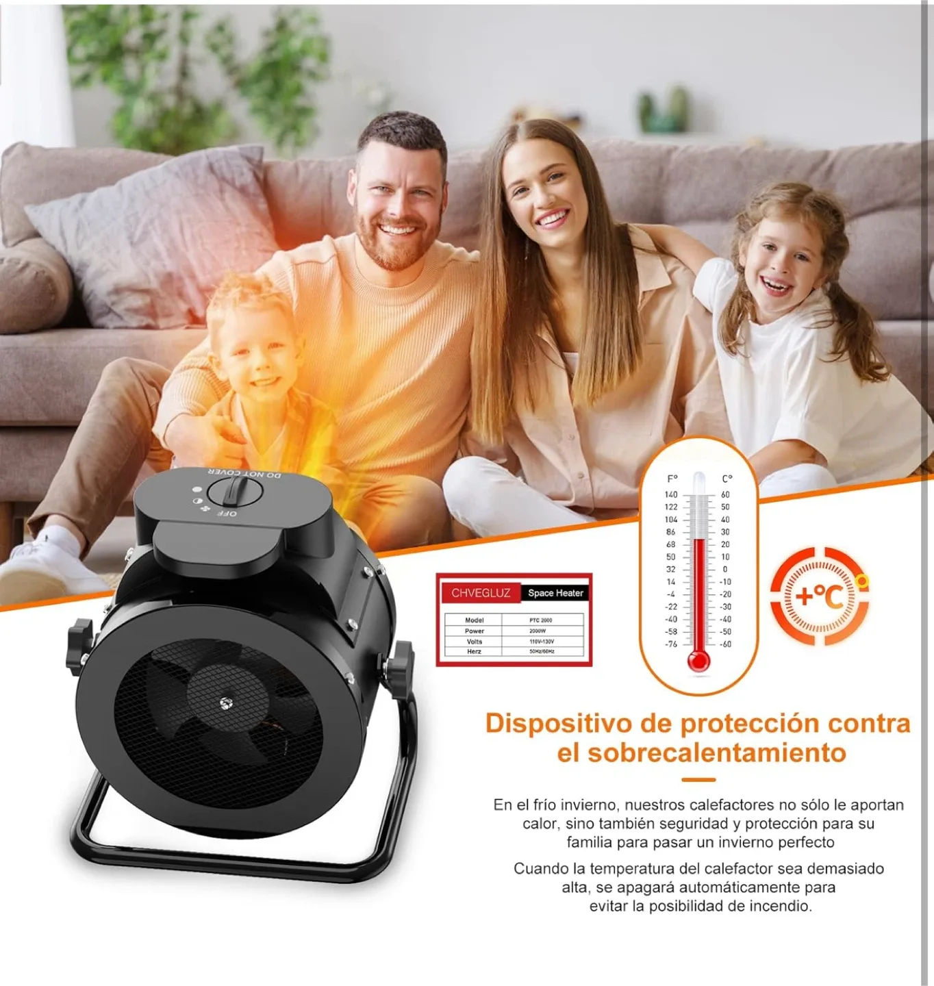 CHVEGLUZ Space Heater - PTC Ceramic Heater image indicator(5)