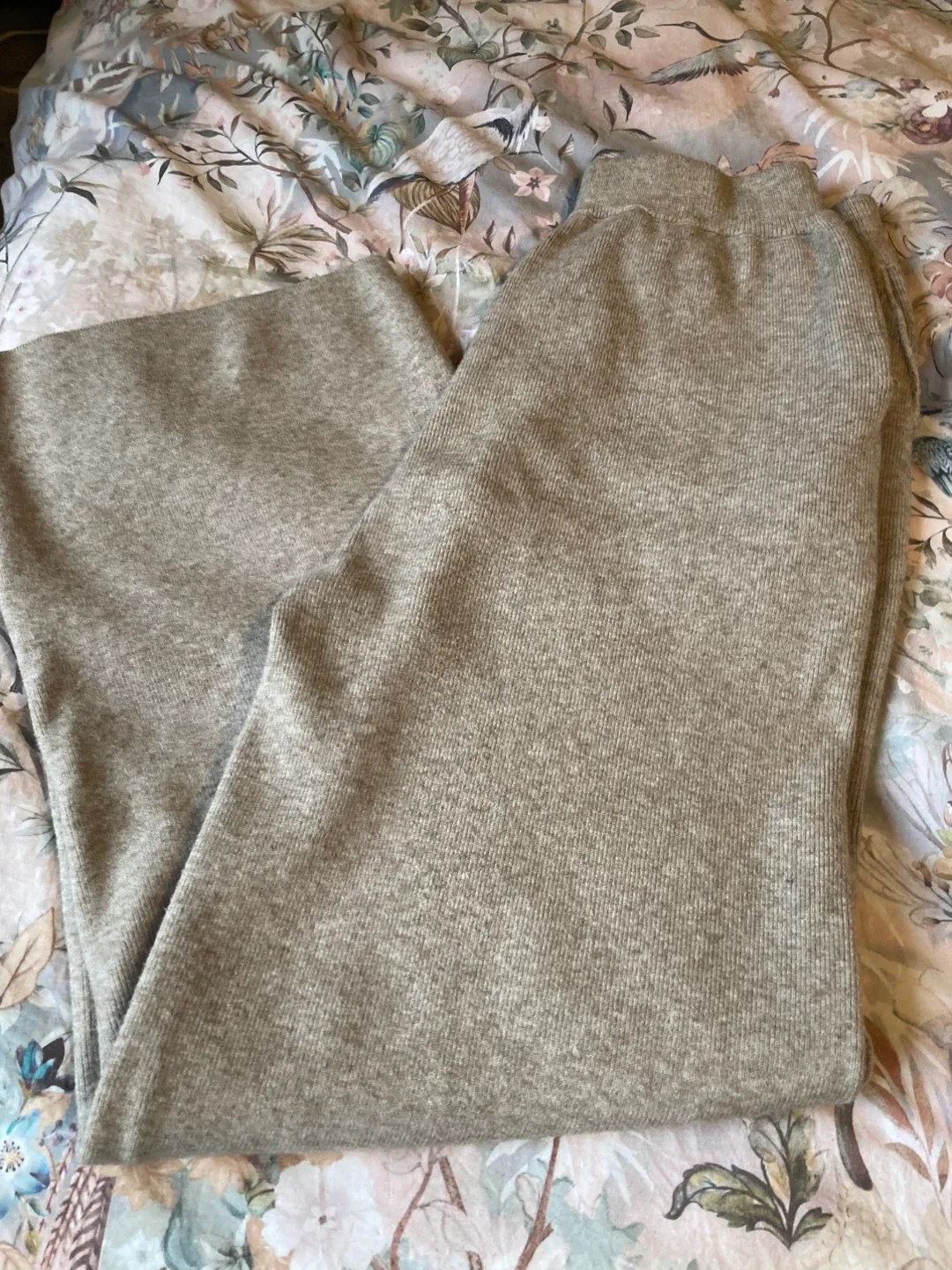 Wide Leg Knit Pants - Beige