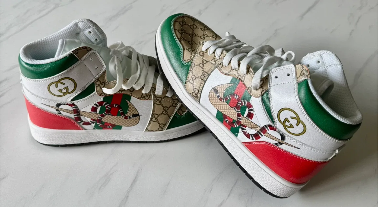 Gucci High-Top Sneakers - Green, Red, Beige image indicator(5)