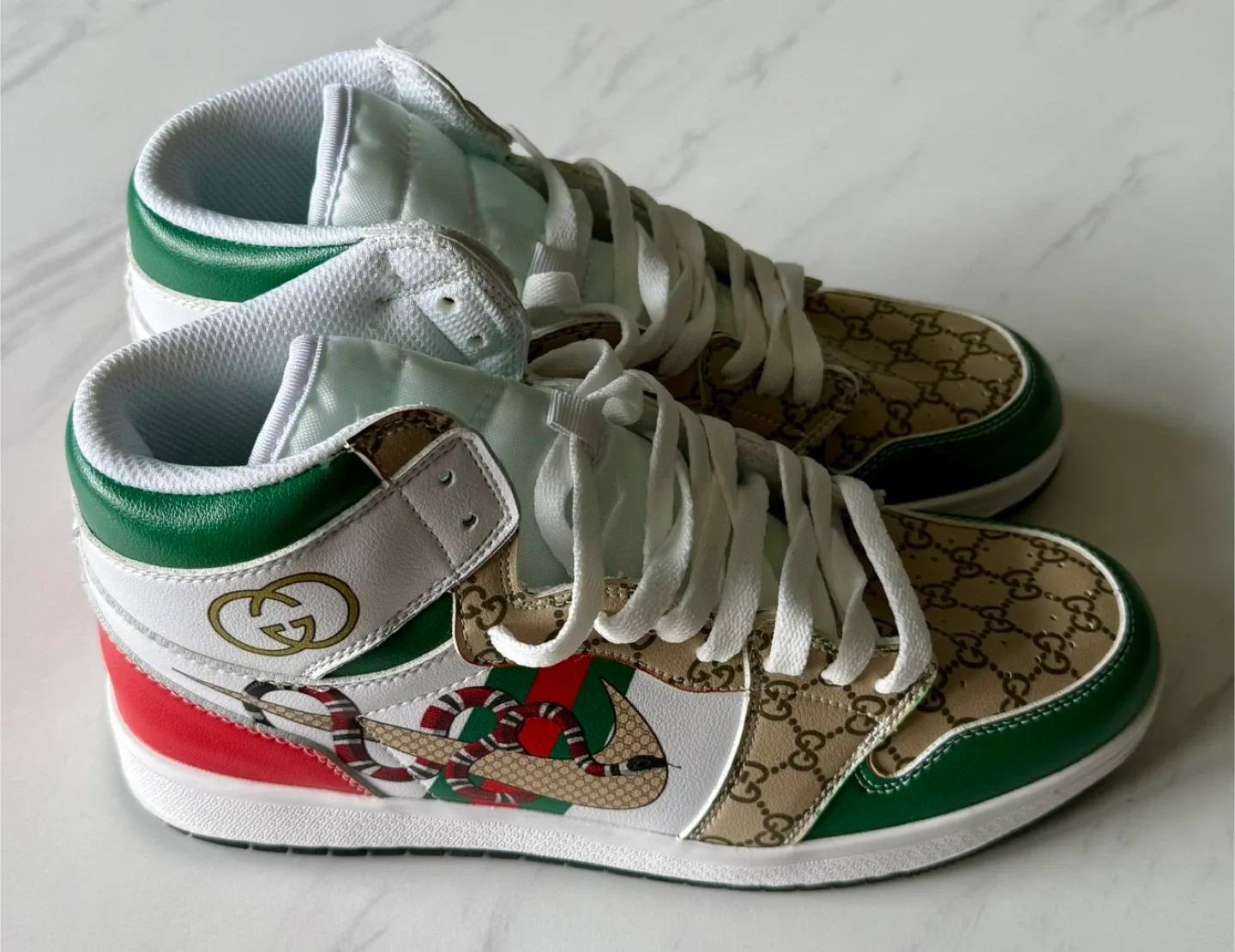 Gucci High-Top Sneakers - Green, Red, Beige image indicator(3)
