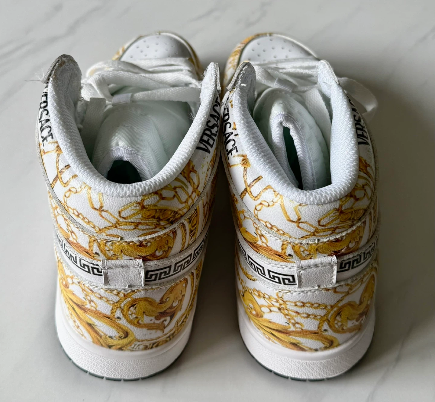 Versace White & Gold High-Top Sneakers - photo 4