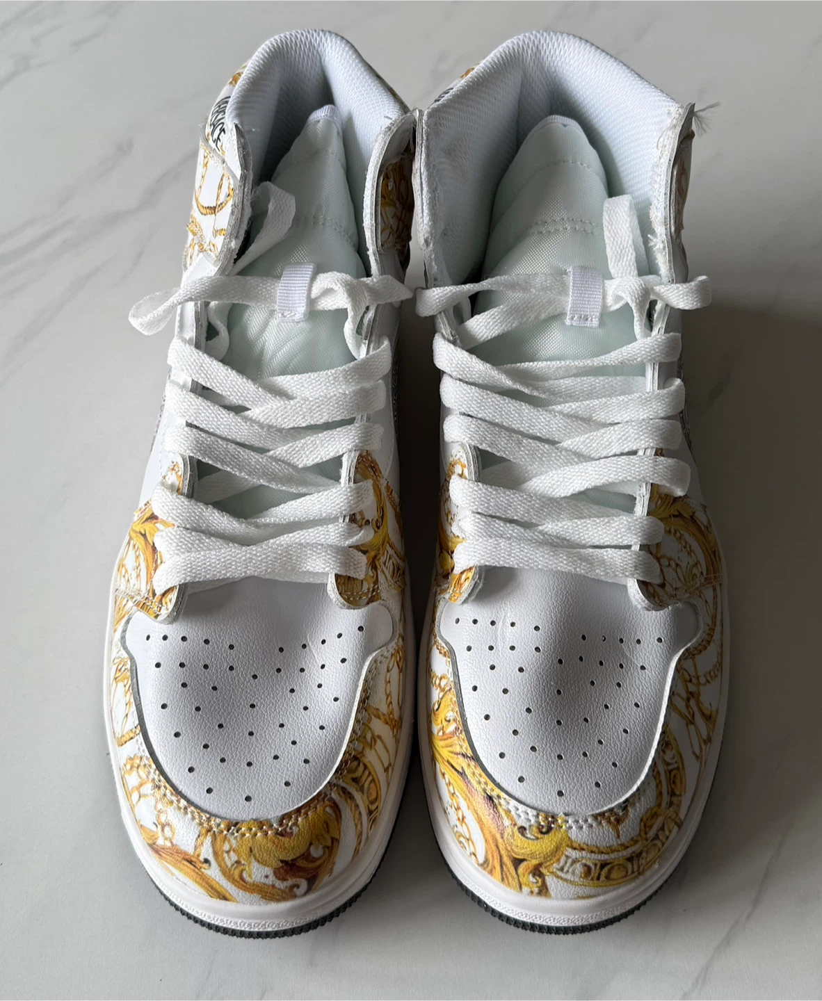 Versace White & Gold High-Top Sneakers - photo 2