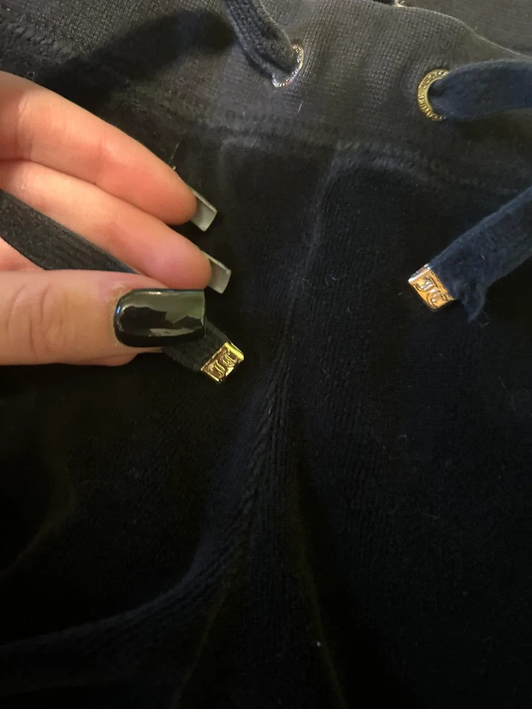 Vintage Juicy Couture Black Velour Pants - Size S image indicator(2)