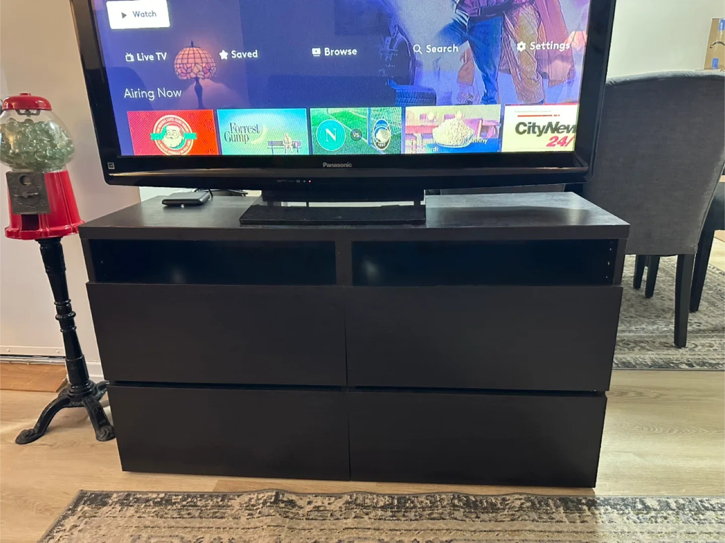 Dark Brown TV Stand with Drawers