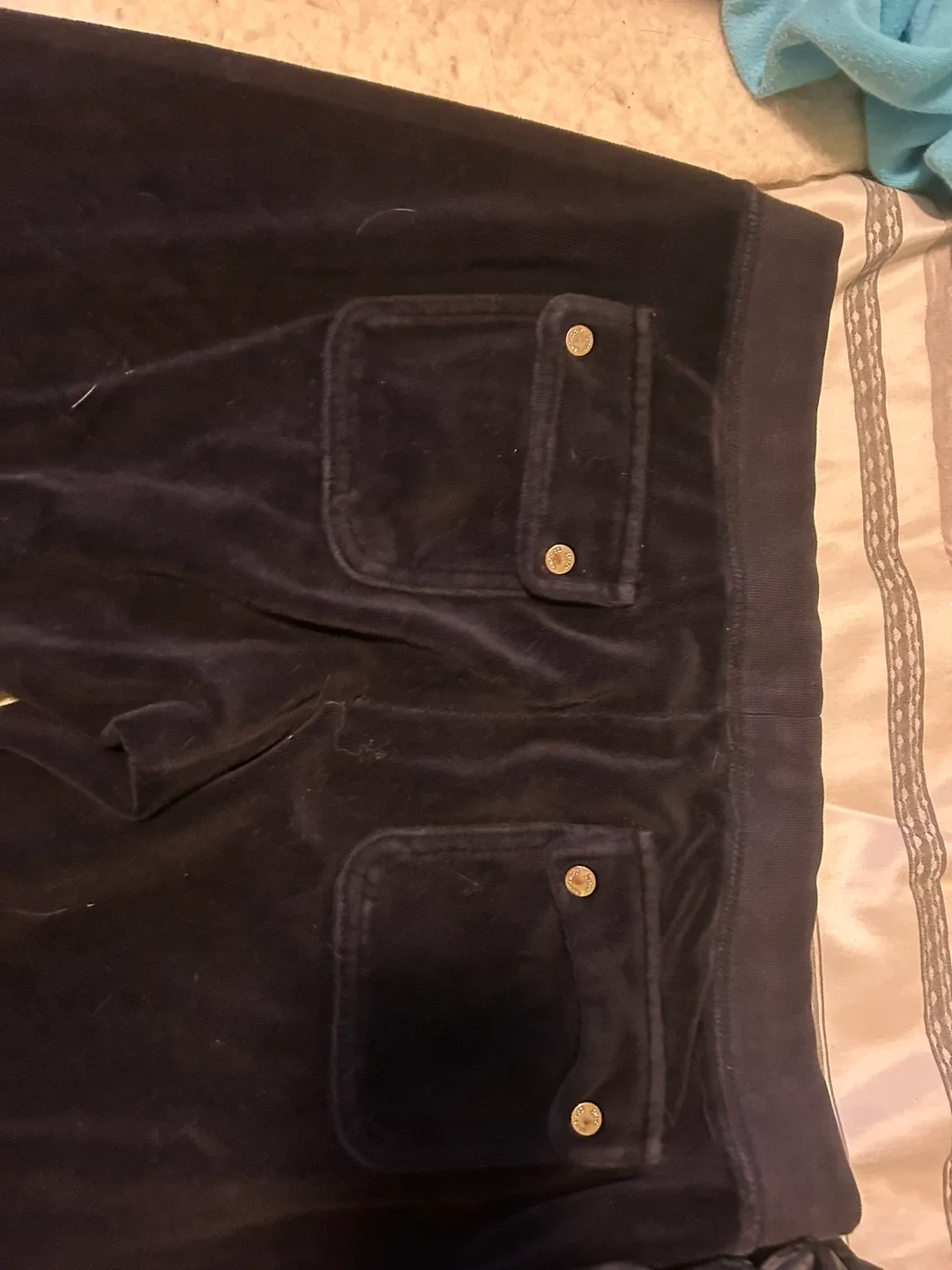 Vintage Juicy Couture Black Velour Pants - Size S image indicator(3)