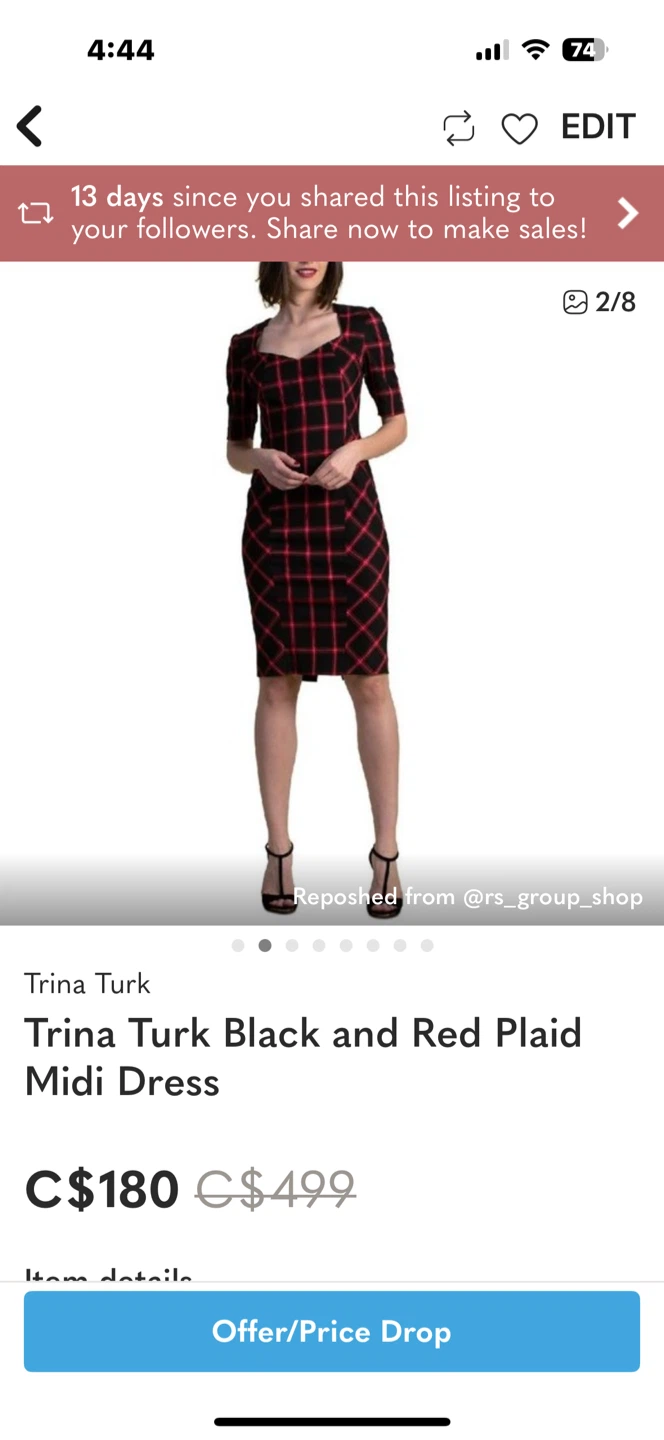 Trina Turk Black and Red Plaid Midi Dress - photo 2