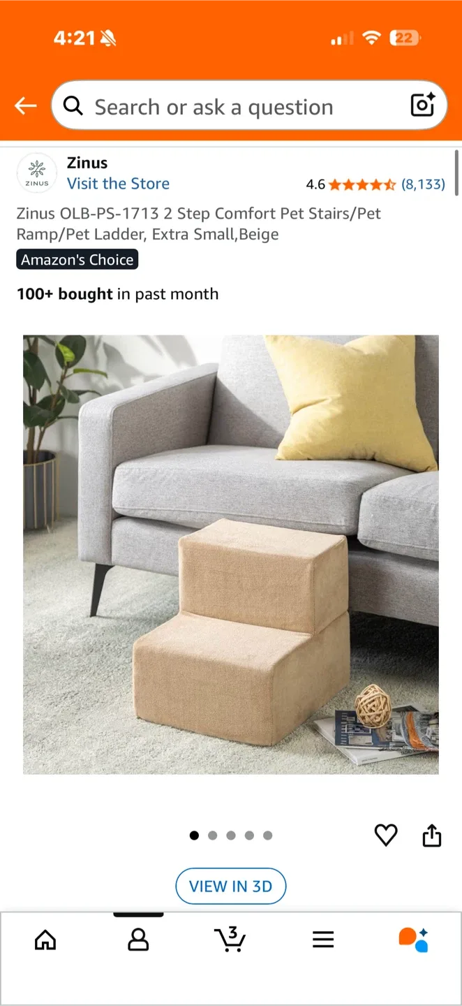 Zinus 2-Step Comfort Pet Stairs - Extra Small image indicator(3)