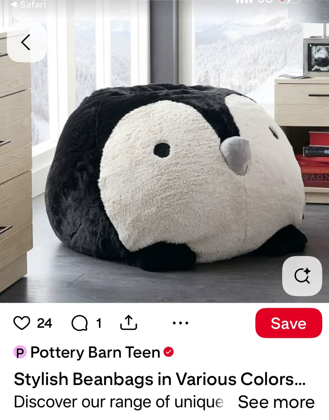 Pottery Barn penguin Beanbag
