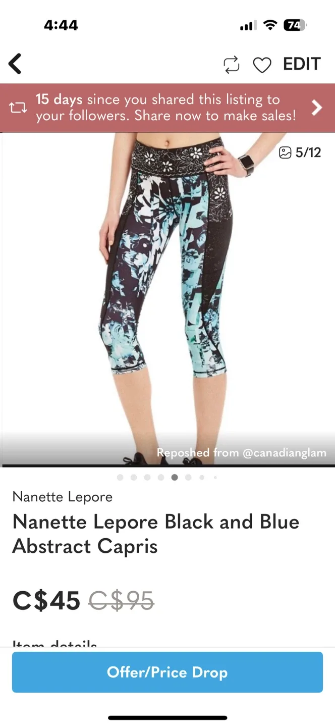 Nanette Lepore Black/Blue Abstract Capris image indicator(5)